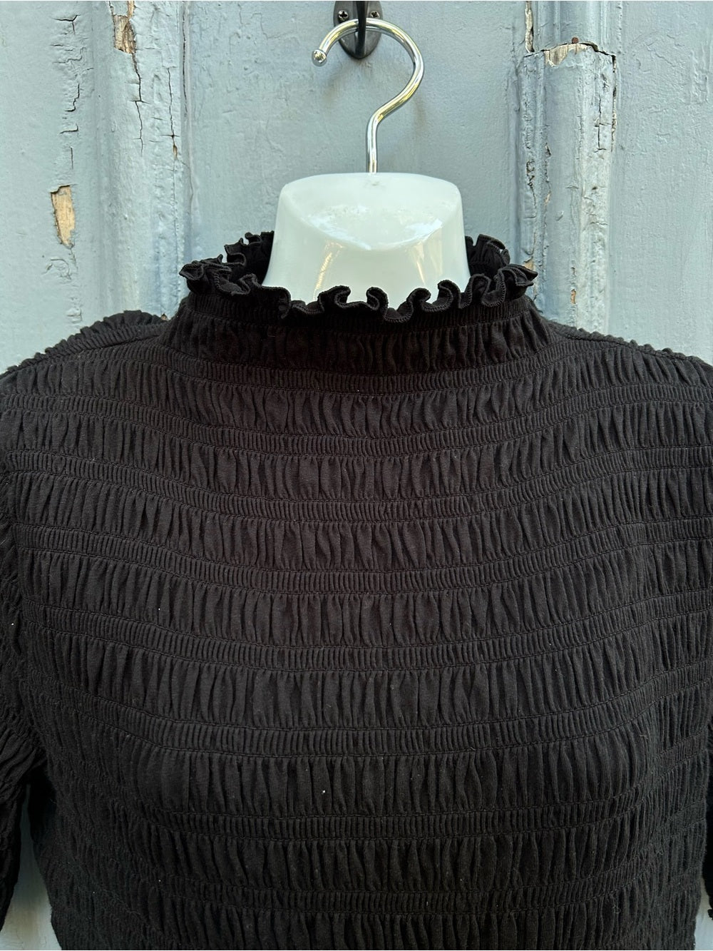 Gap Black Smocked Mock Neck Dress size L