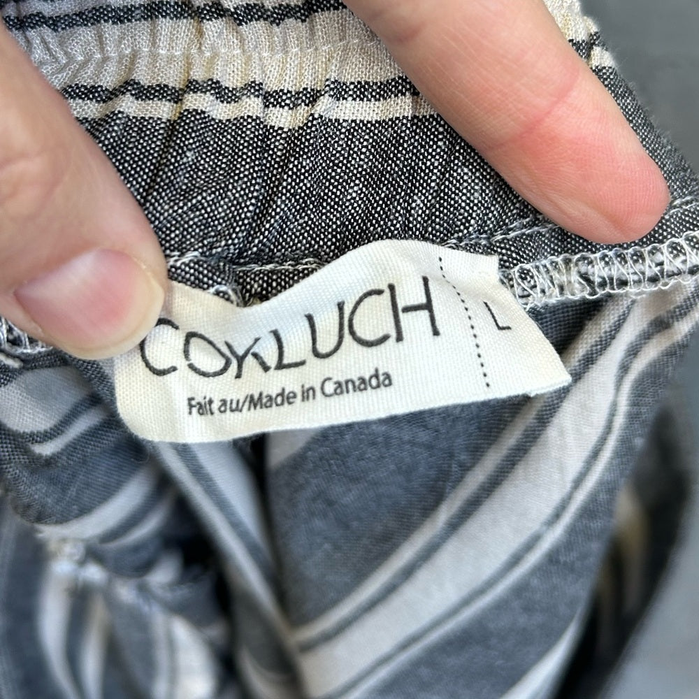 Cokluch striped Linen blend crop top, M, and shorts, L, set