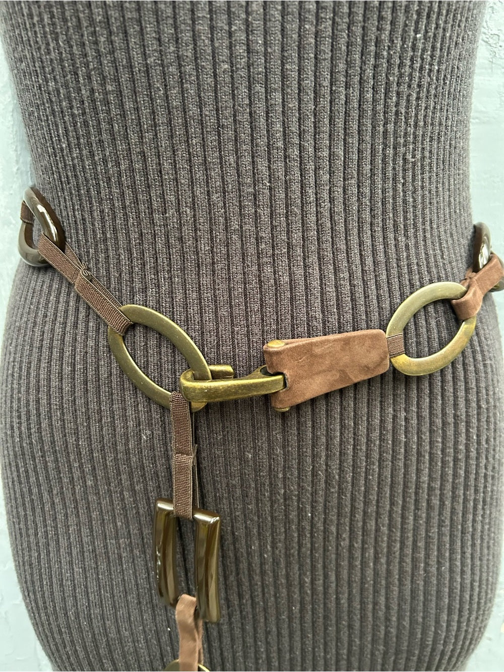 Suzi Roher Leather Chain Belt, OS