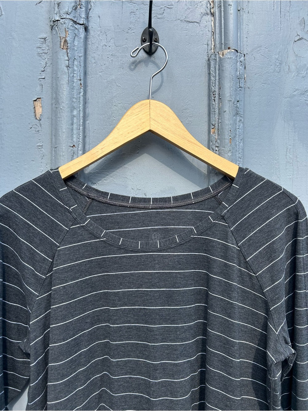 Lululemon Grey Striped Emerald Long Sleeve, size approx 6