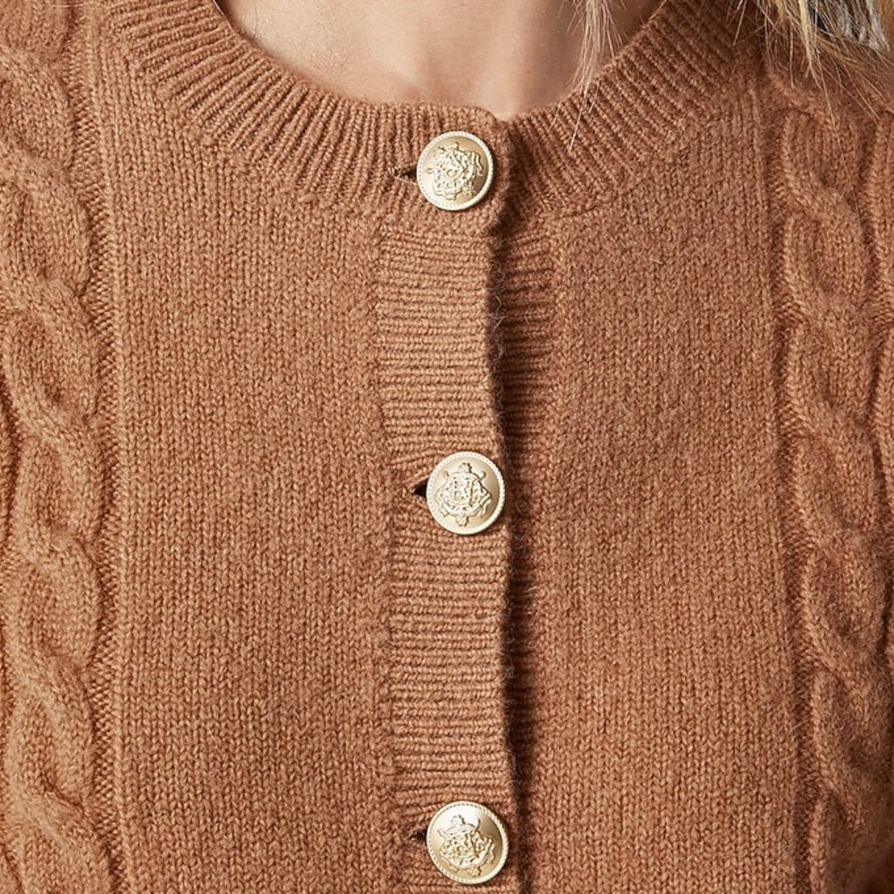 J Crew Caramel Alpaca Merino Button front Cardigan, Small