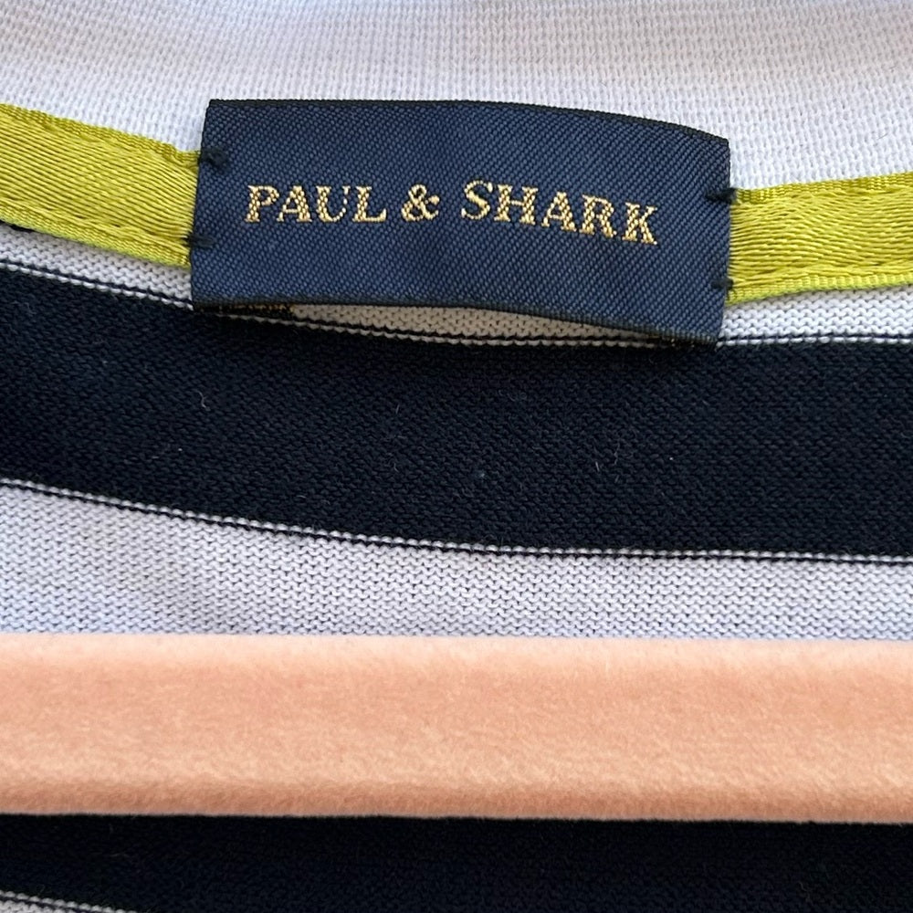 Paul & Shark Sleeveless Striped Knit Cotton Collared Polo Shirt, size XL