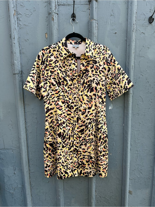 Oliver Bonas Leopard Print Shirt Dress, size 4