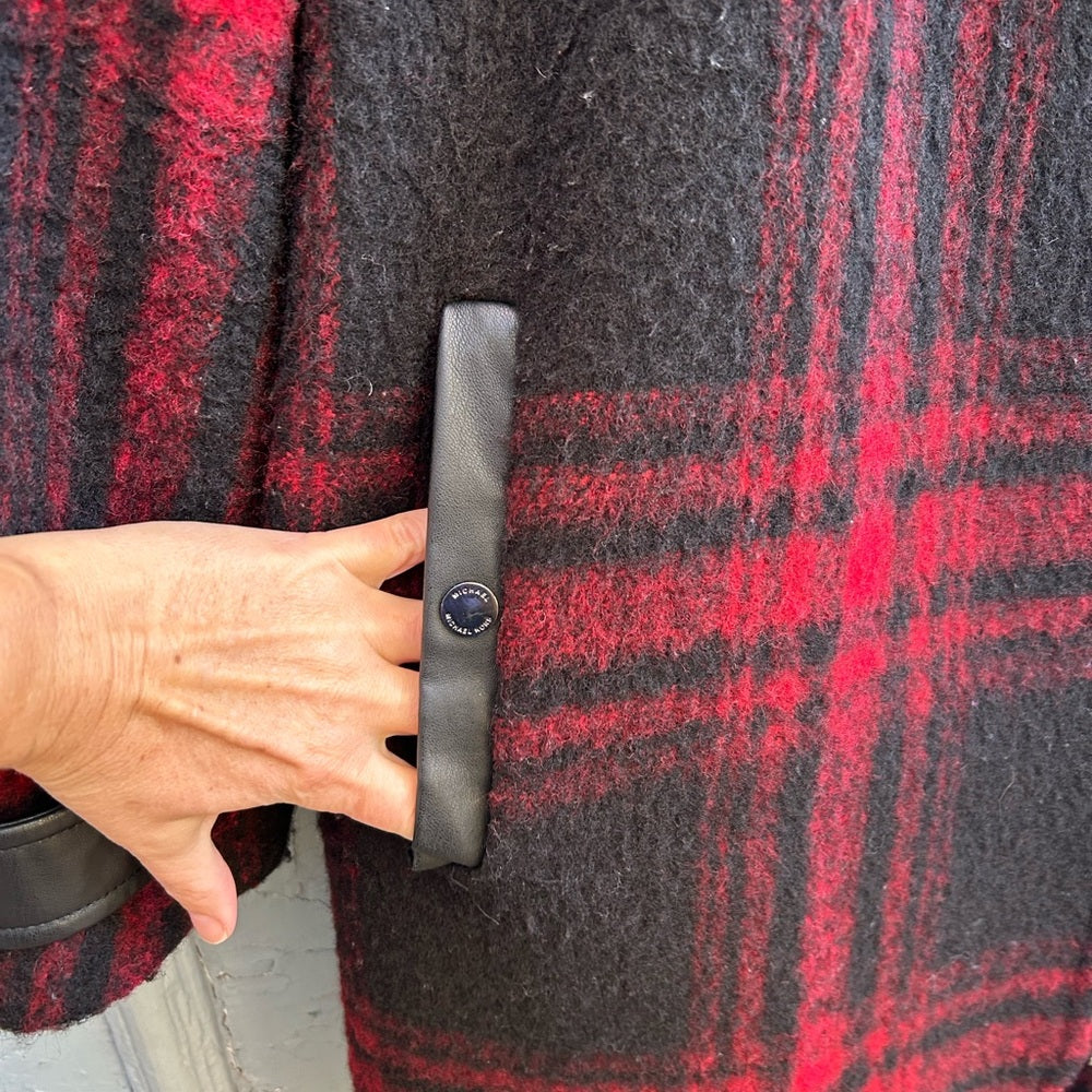 Michael Michael Kors Red Plaid Wool blend Jacket, size XL