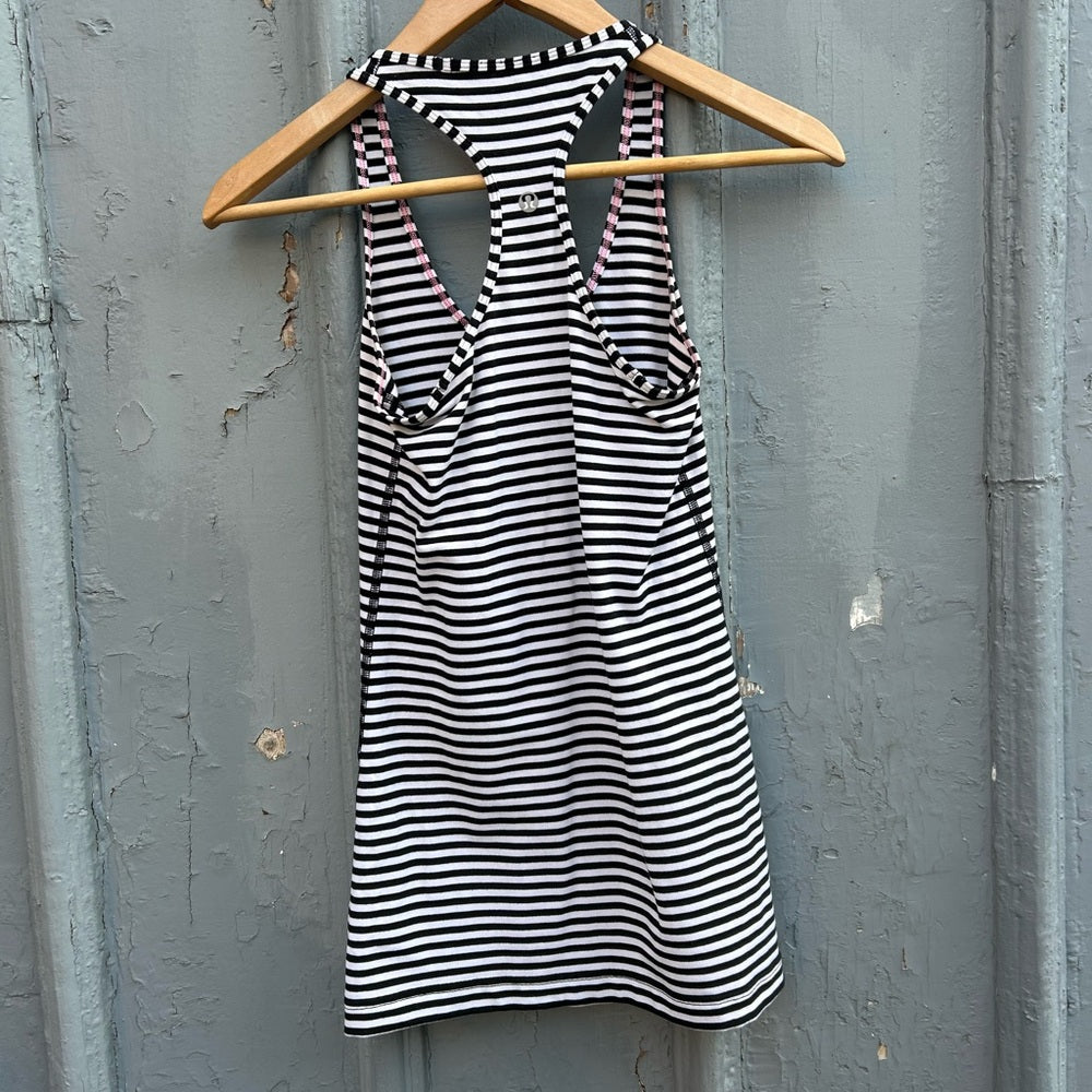 Lululemon b&w striped Cool Racerback tank, size 4,