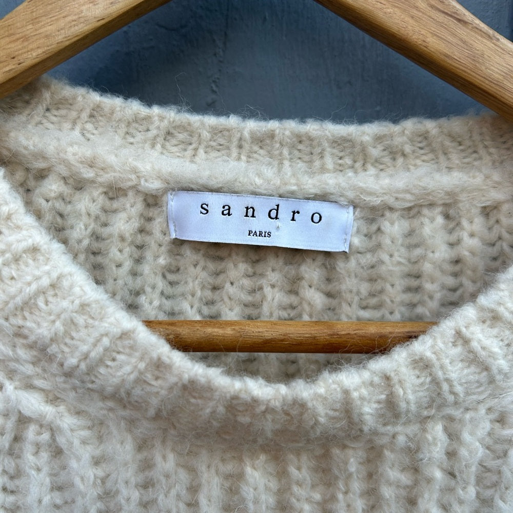 Sandro Paris Cream Alpaca Wool Sweater, size “1” (Small)