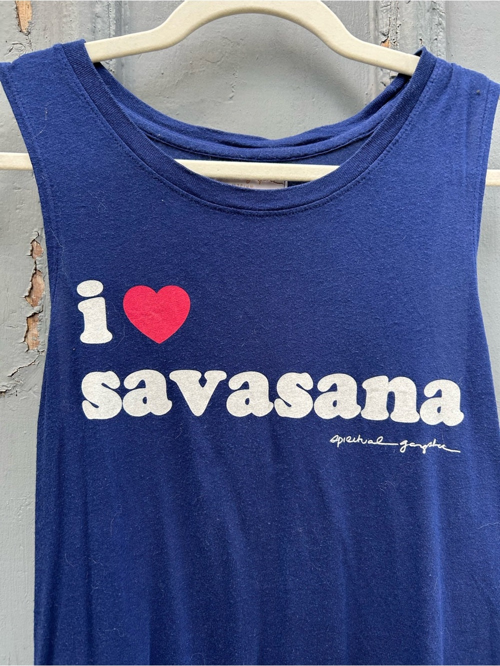 Spiritual Gangster Blue “I Love Savasana” Tank, size M