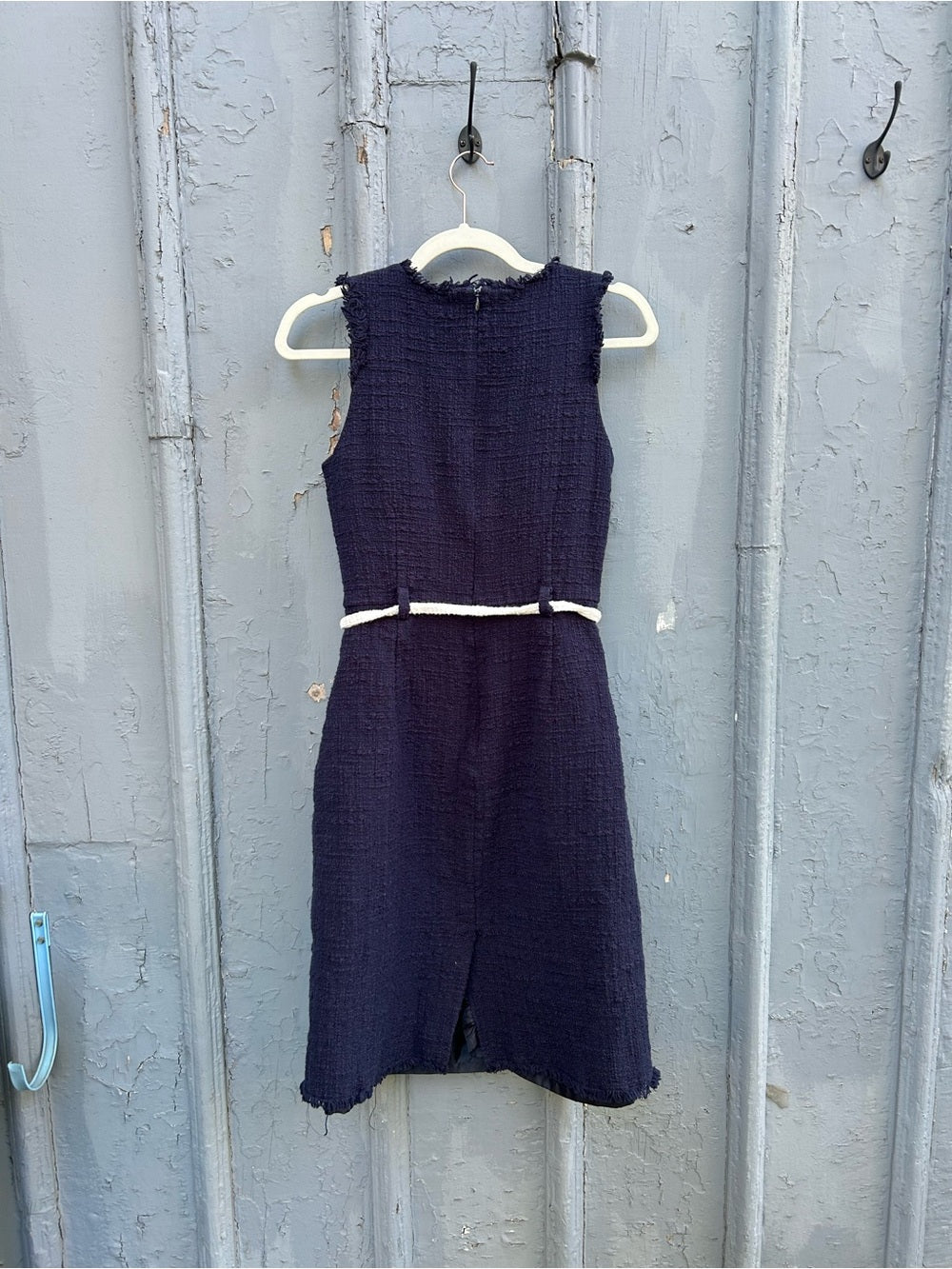 J Crew Navy belted Tweed Shift Dress, size 6