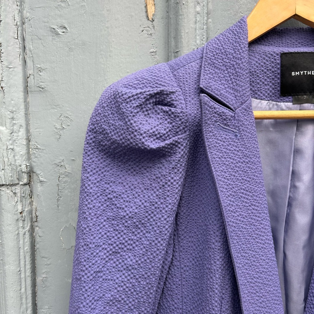 Smythe Texture Scrunch One-Button Blazer, size 2