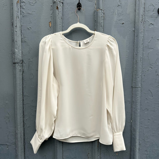 Wilfred Cream Long Sleeve Crepe Blouse, size M