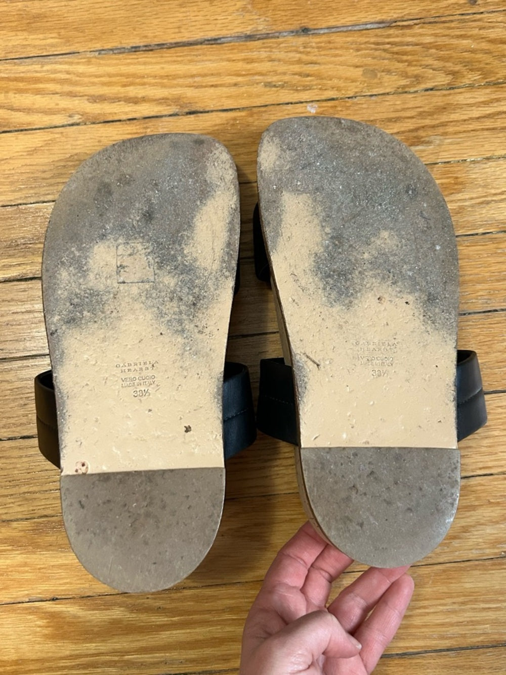 Gabriella Hearst Black Striker Sandals, size 38.5