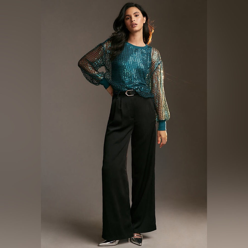 Pilcro Long-Sleeve Sequin Top, Medium