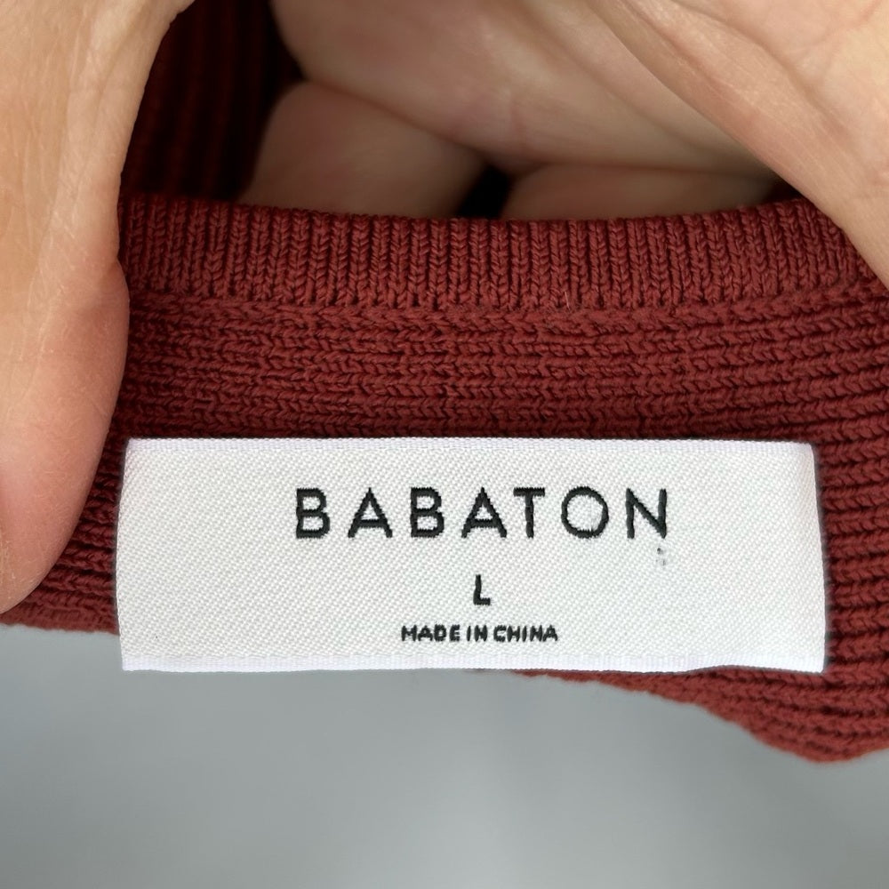 Babaton Rust Red Sculpt Knit Squareneck Tank, size Large