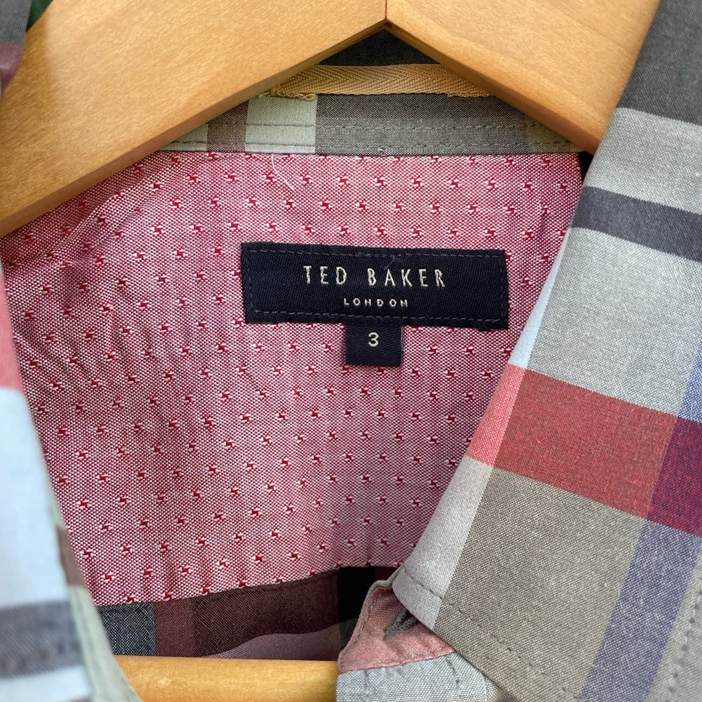Ted Baker “Lolant” red, black, blue buttondown, size Ted 3 (medium)