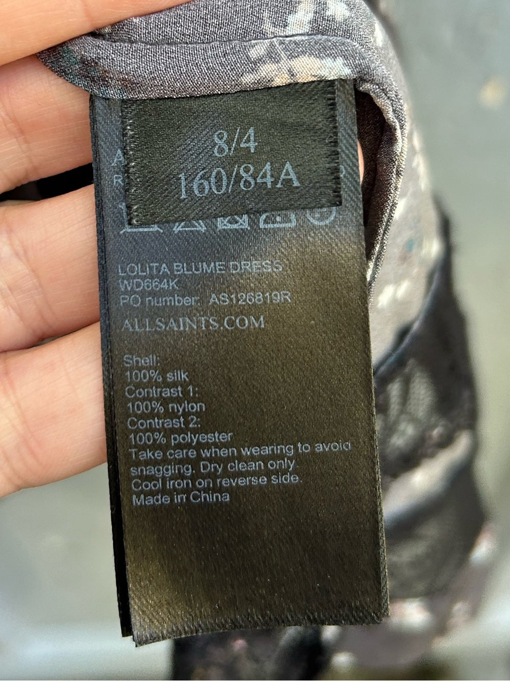 Allsaints Lolita Blume Silk Dress, size 4