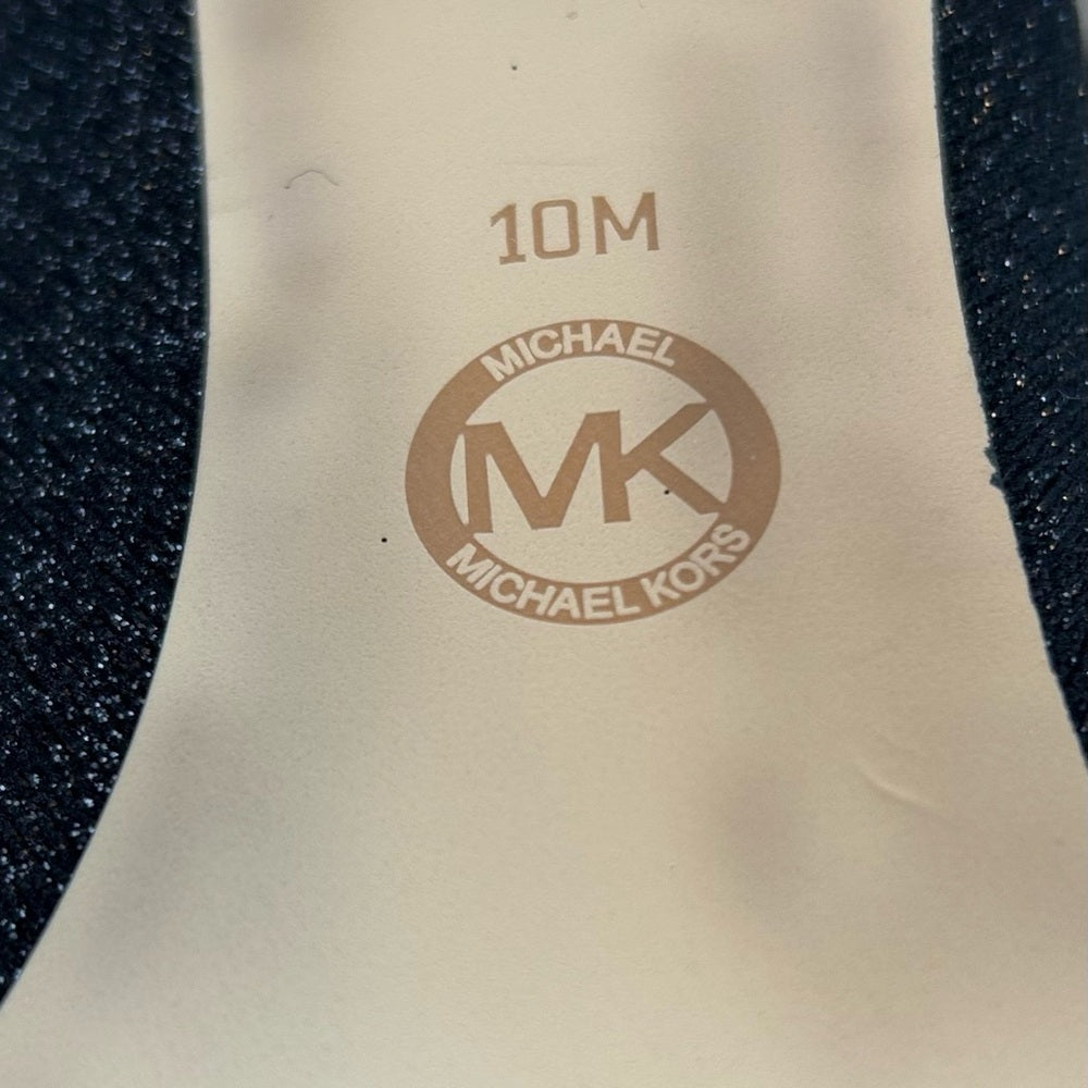 Michael Michael Kors Mandy Black Glitter Stretch-Knit Ankle Boot, size 10