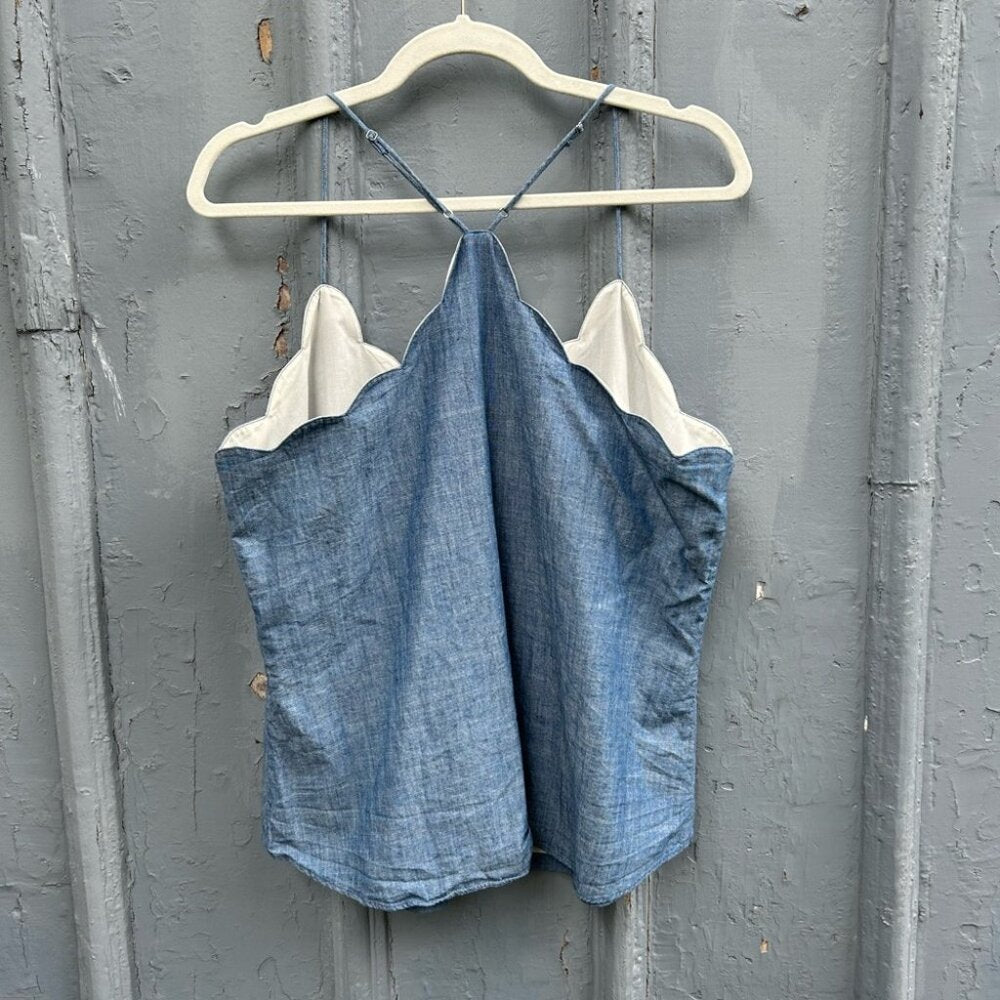 J Crew Chambray Scalloped Tank, size 14