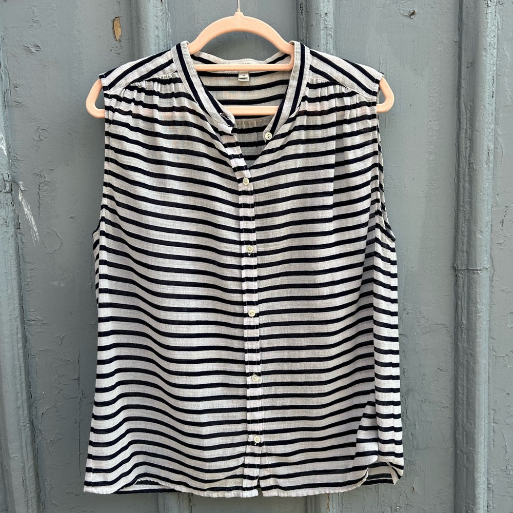 J Crew navy/ white sleeveless striped top, size 12