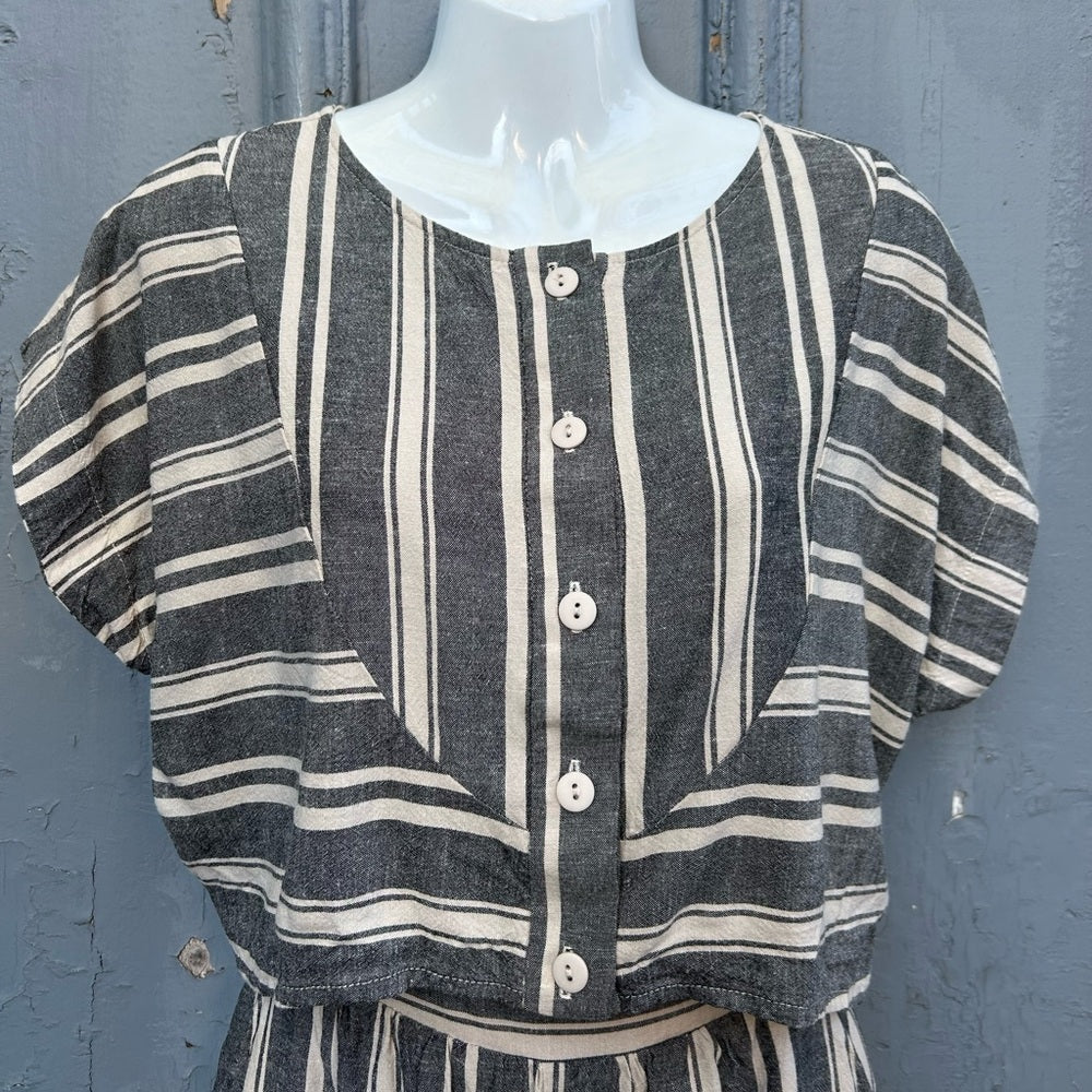 Cokluch striped Linen blend crop top, M, and shorts, L, set