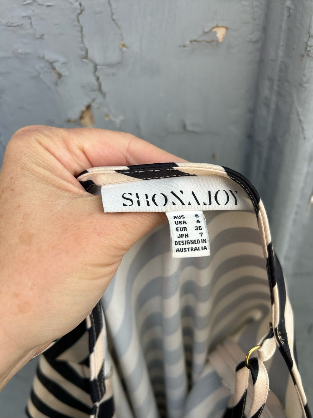 Shona Joy black & white Striped Satin Slip dress, size 4