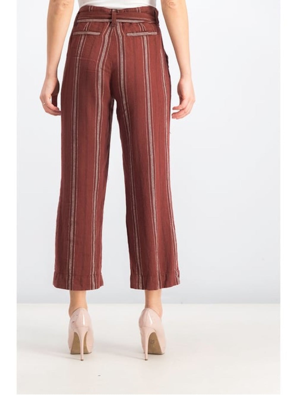 Sanctuary linen blend merlot striped pants, size 29