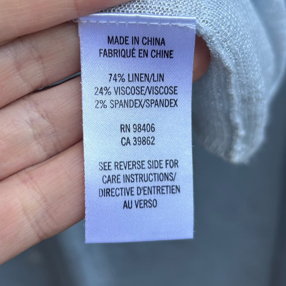 Theory linen blend knit sleeveless blue top, size M