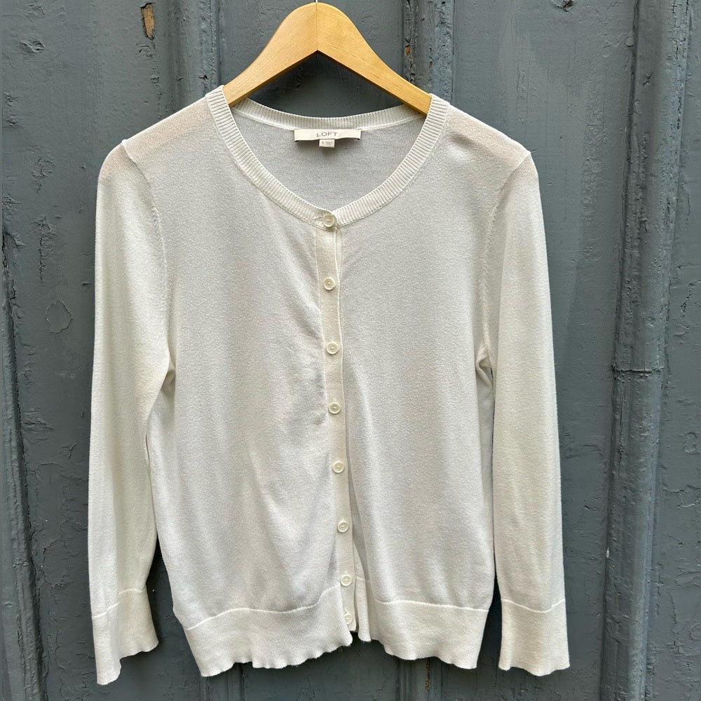 Ann Taylor Loft cream Cotton cardigan, size S
