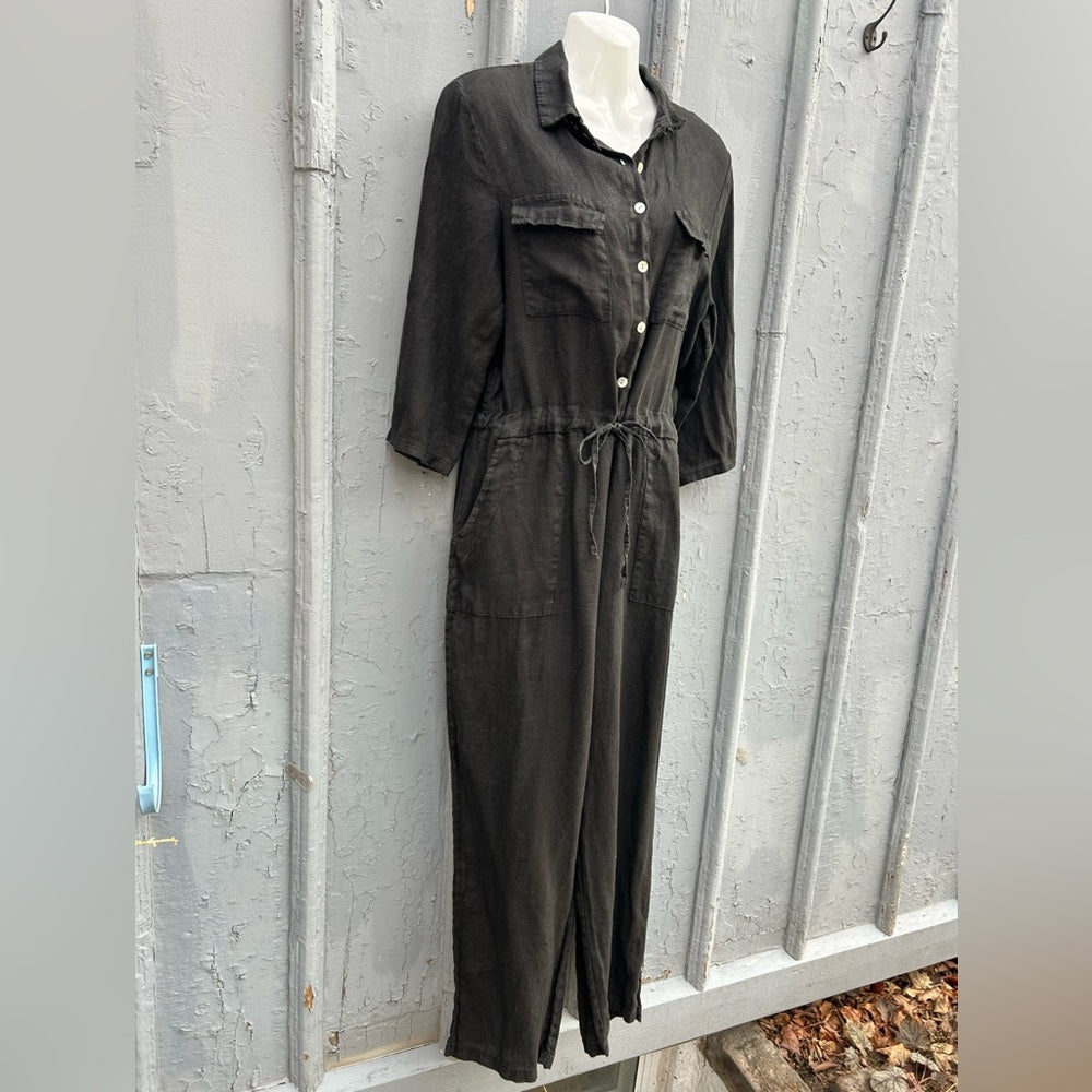Pistache Black Boiler Jumpsuit, size approx M/L