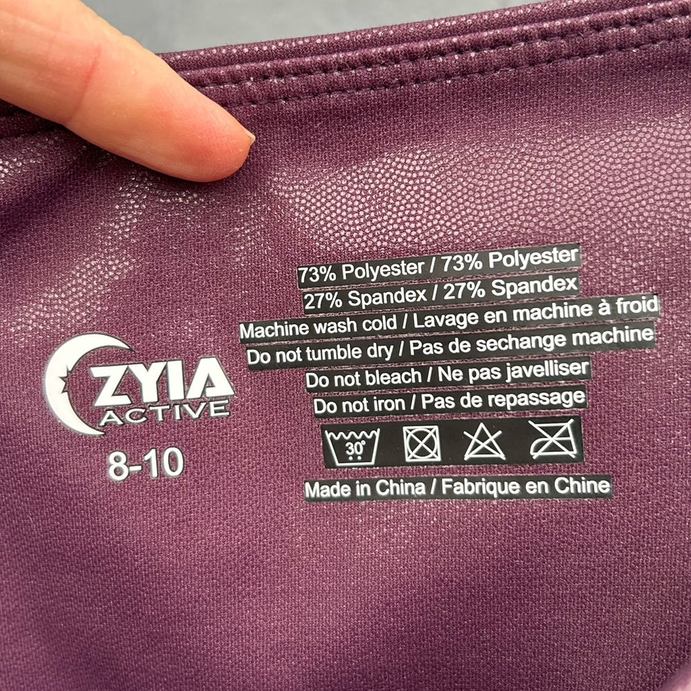 Zyia Plum Metallic Leggings, size 8-10