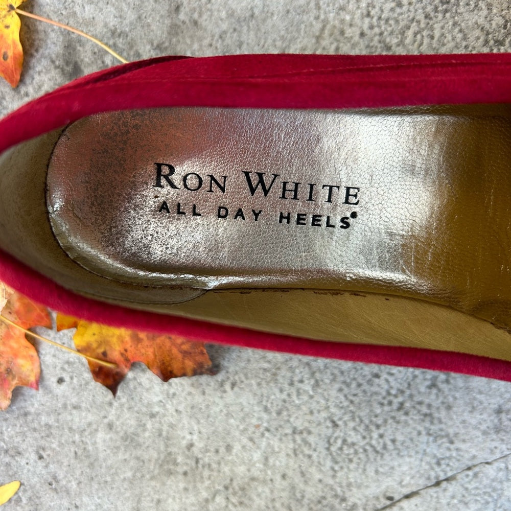 Ron White Rita Red Suede Loafer, size 38.5 (7.5 US)