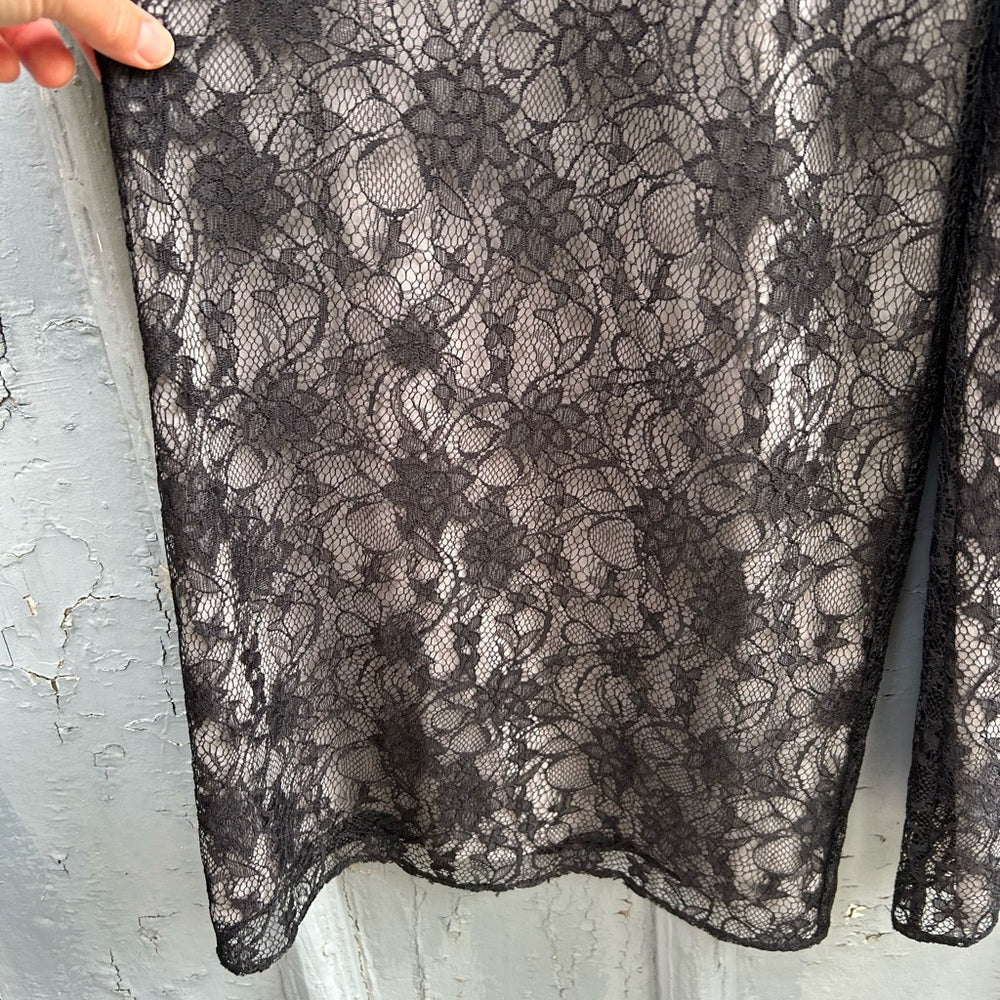 Alice & Olivia Black Lace wide leg trousers, size 0