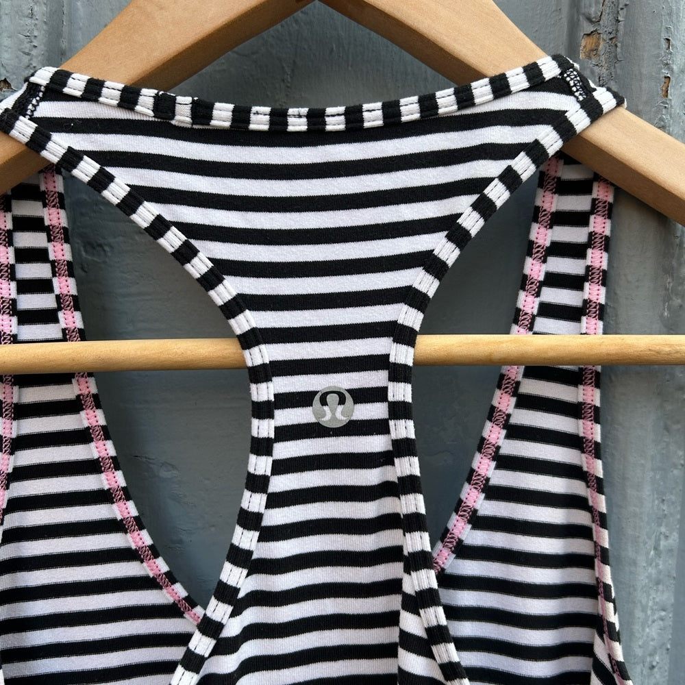 Lululemon b&w striped Cool Racerback tank, size 4,