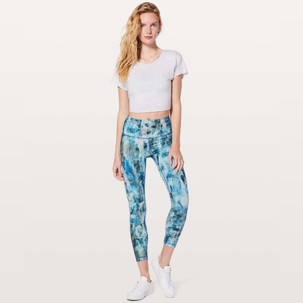 Lululemon Wunder Under Hi-Rise 7/8 Tight 25" Sun Dazed Multi Blue, size 6