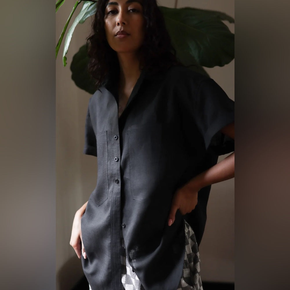 Power of my People black Wayward Fit Ss button up shirt, size xxs