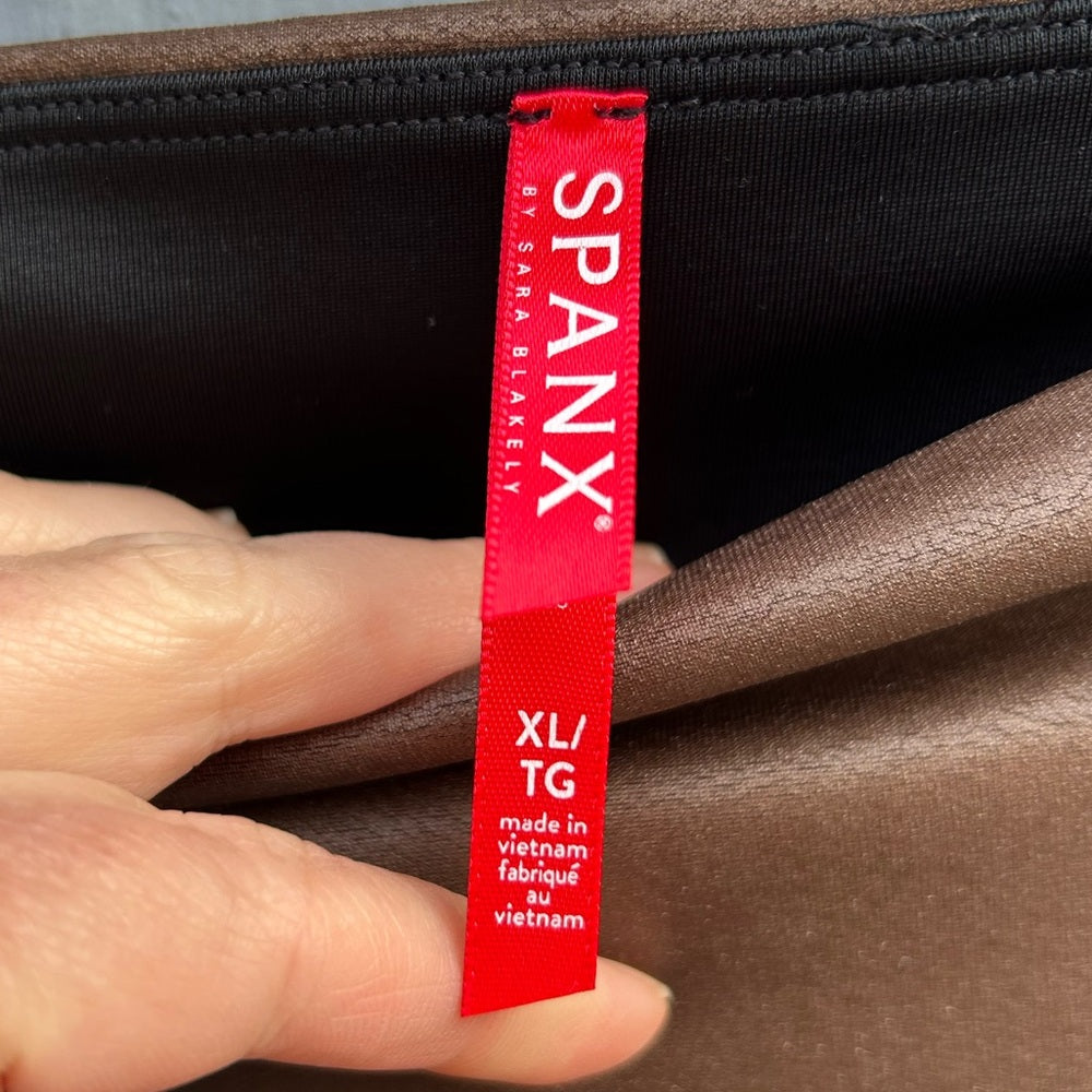 SPANX Brown Faux Leather Legging, size XL