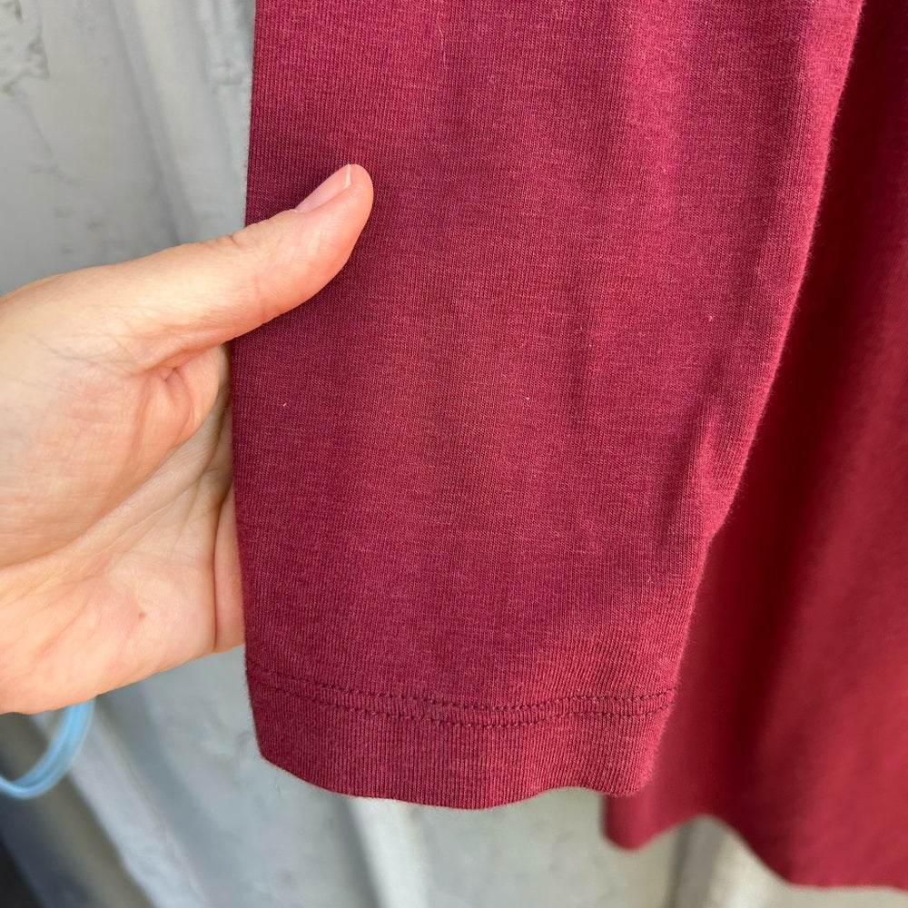 Ziliotto Maroon Long Sleeve v Neck Tee Dress, size S