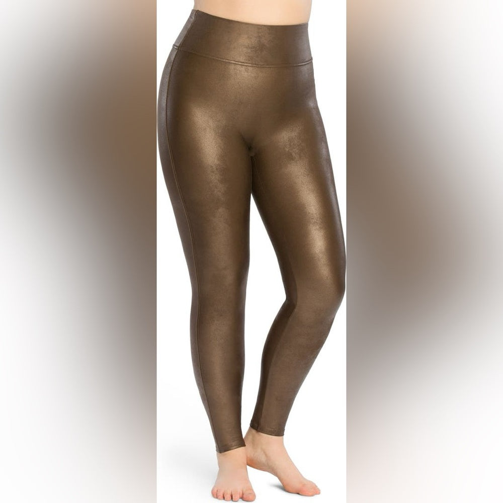SPANX Brown Faux Leather Legging, size XL