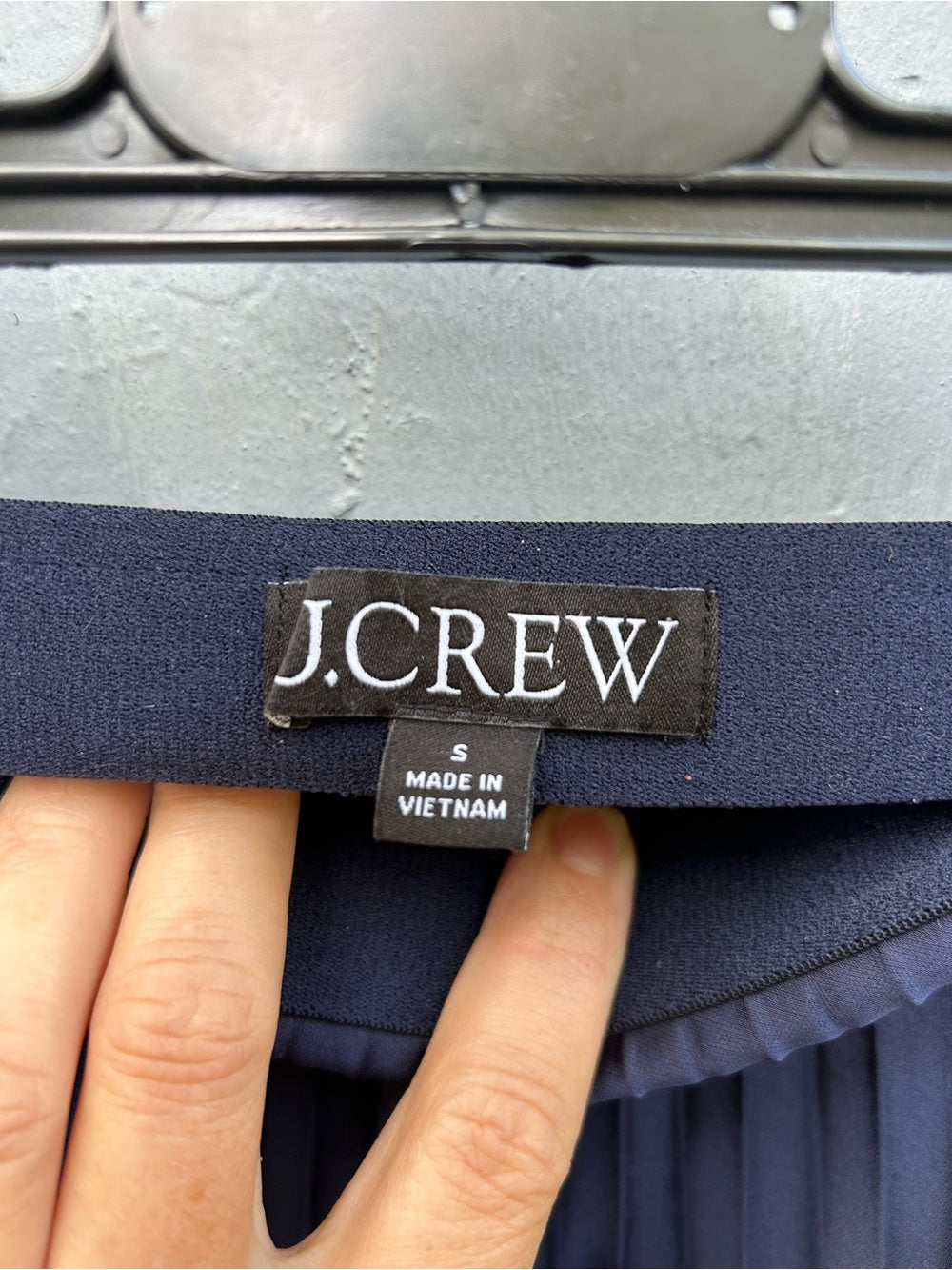 J Crew Navy pleated skirt, size Small