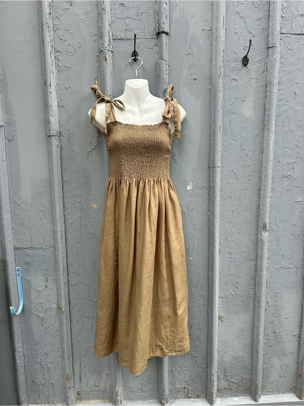Wilfred Khaki Golden Hour Smocked Dress, size Large