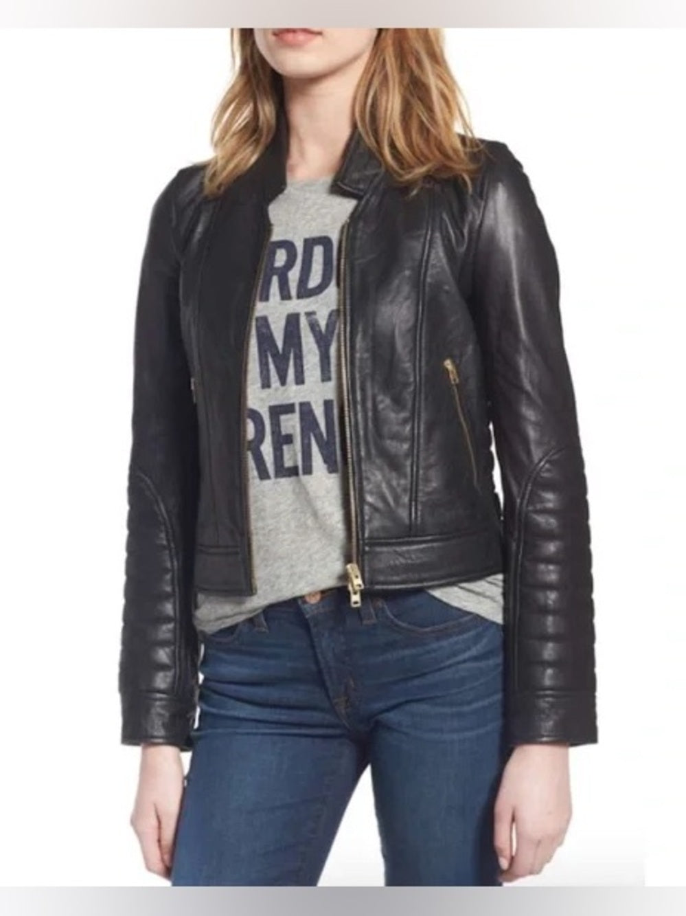 J. Crew Collection Standing Collar Leather Jacket, size 6