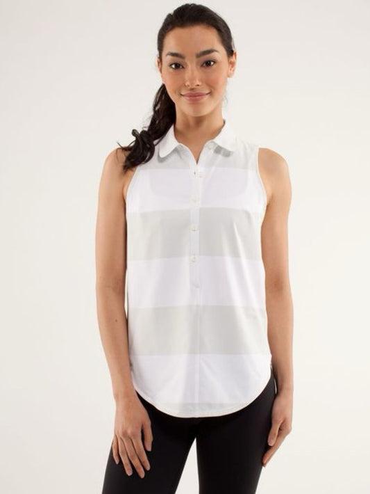 Lululemon white Hot Hitter Sleeveless Polo, size 6