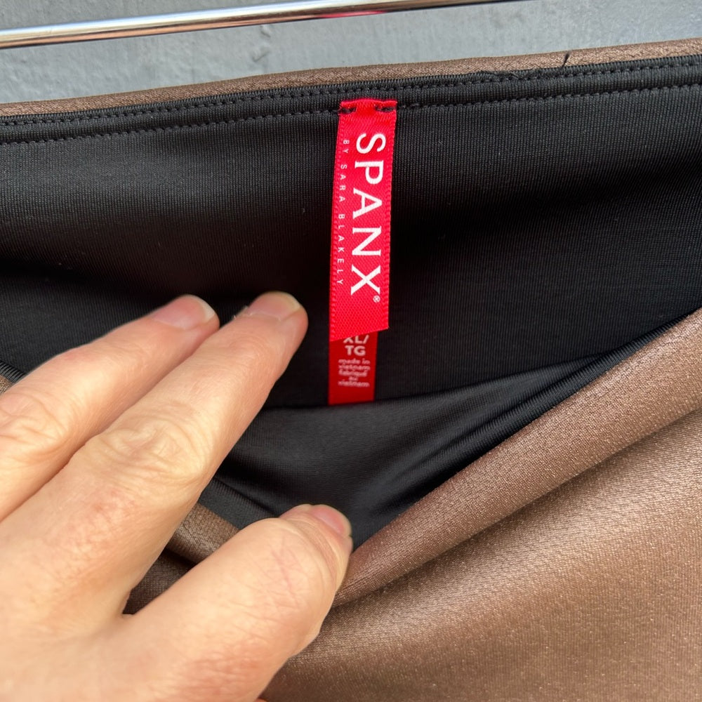 SPANX Brown Faux Leather Legging, size XL