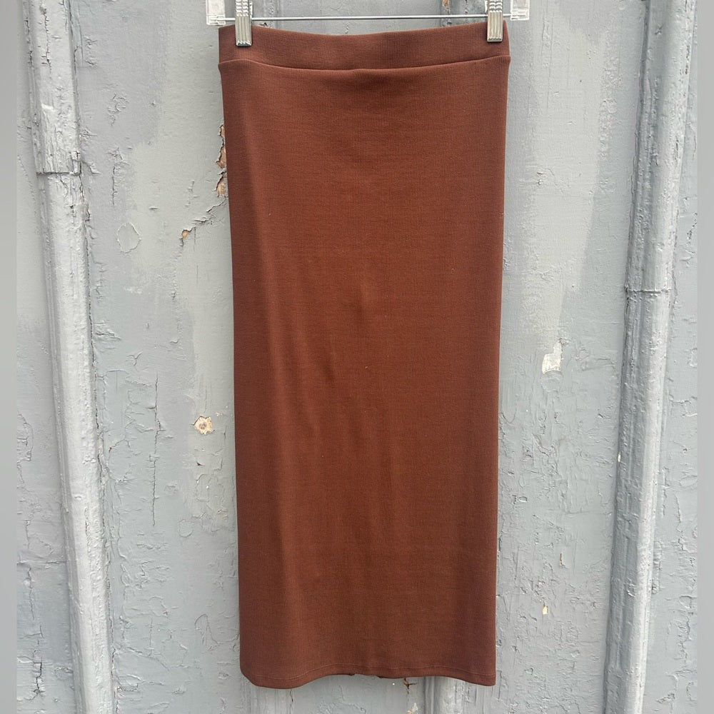 Knix Brown SculptRib Cotton Midi Pencil Skirt, BNWT, size M