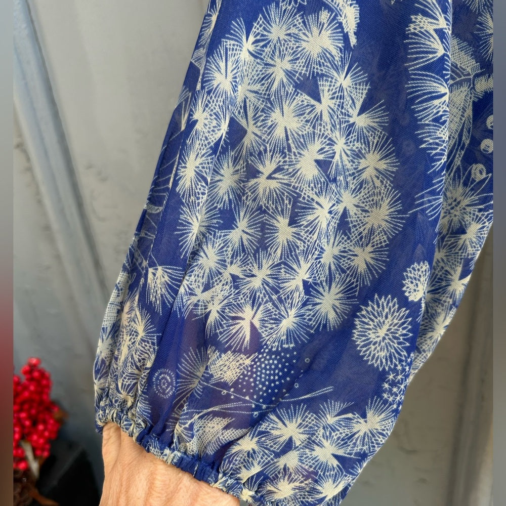 Rebecca Taylor blue silk, cotton blouse, size 6