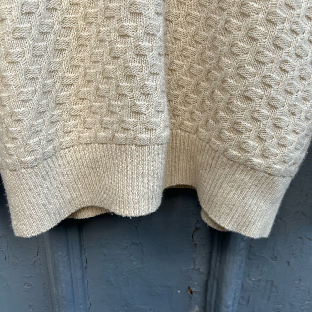 Vince Cashmere & Wool Brick Texture Double V Neck Sweater, size XXS (oversized)