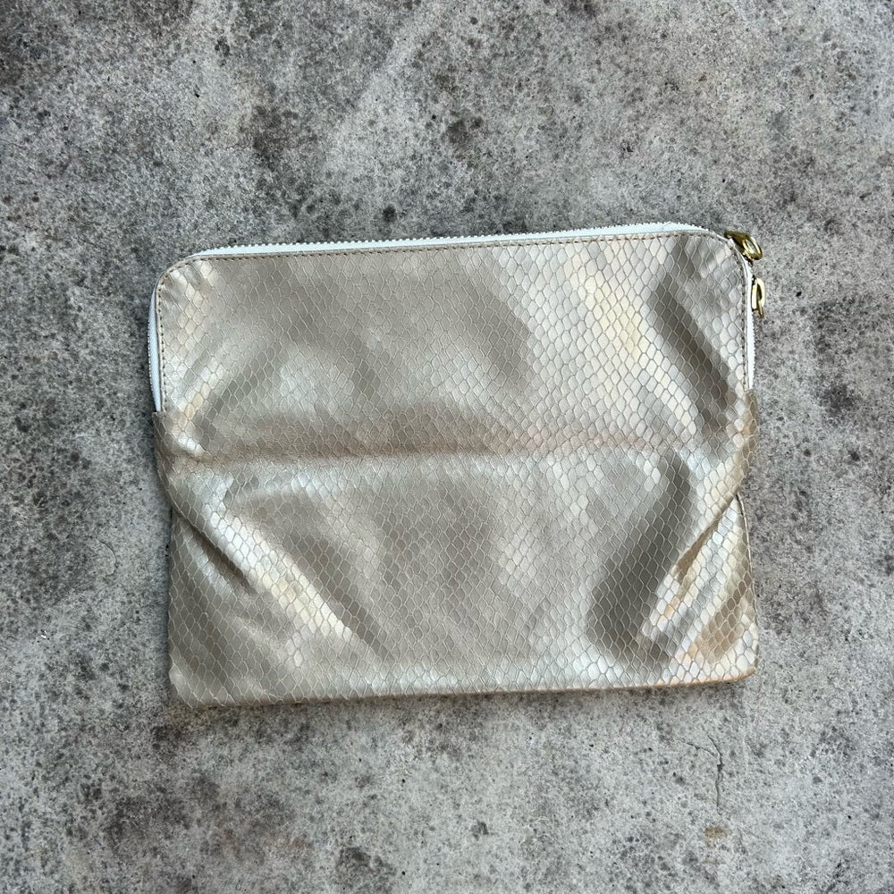 Brunswick & Co Gold Snakeskin Avenue Clutch, 12″ x 9″