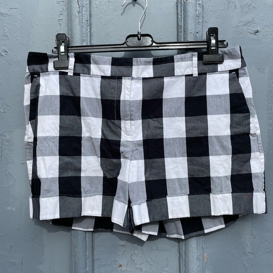 Ann Taylor Loft shorts Black White Oversize Plaid check, size 10