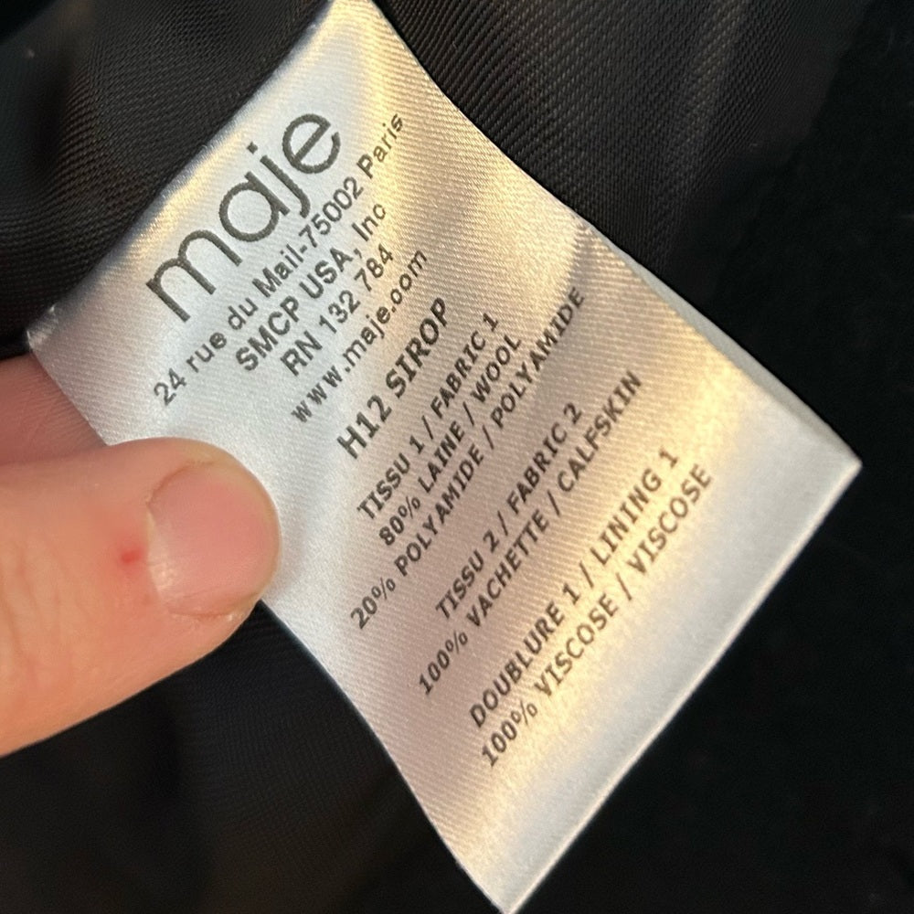 Maje Sirop Wool Coat, size “2” (US6)