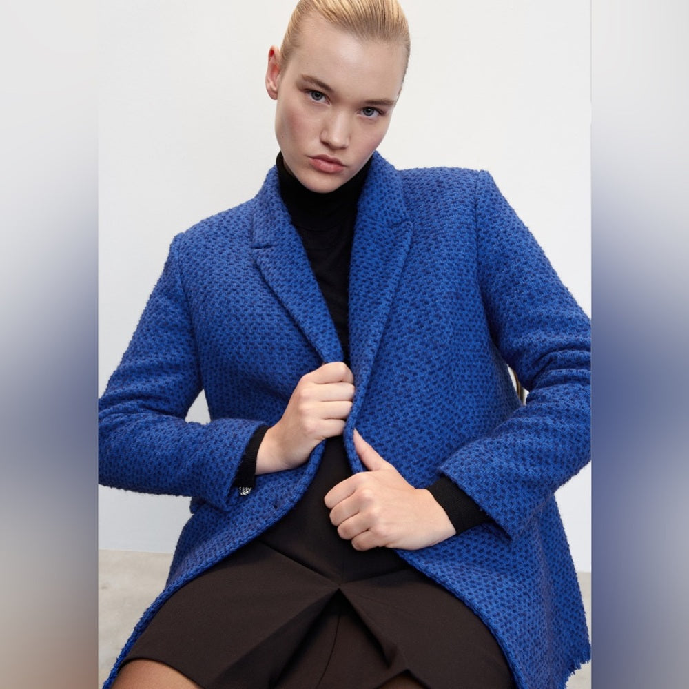 MNG blue Tweed blazer Jacket, size XXL