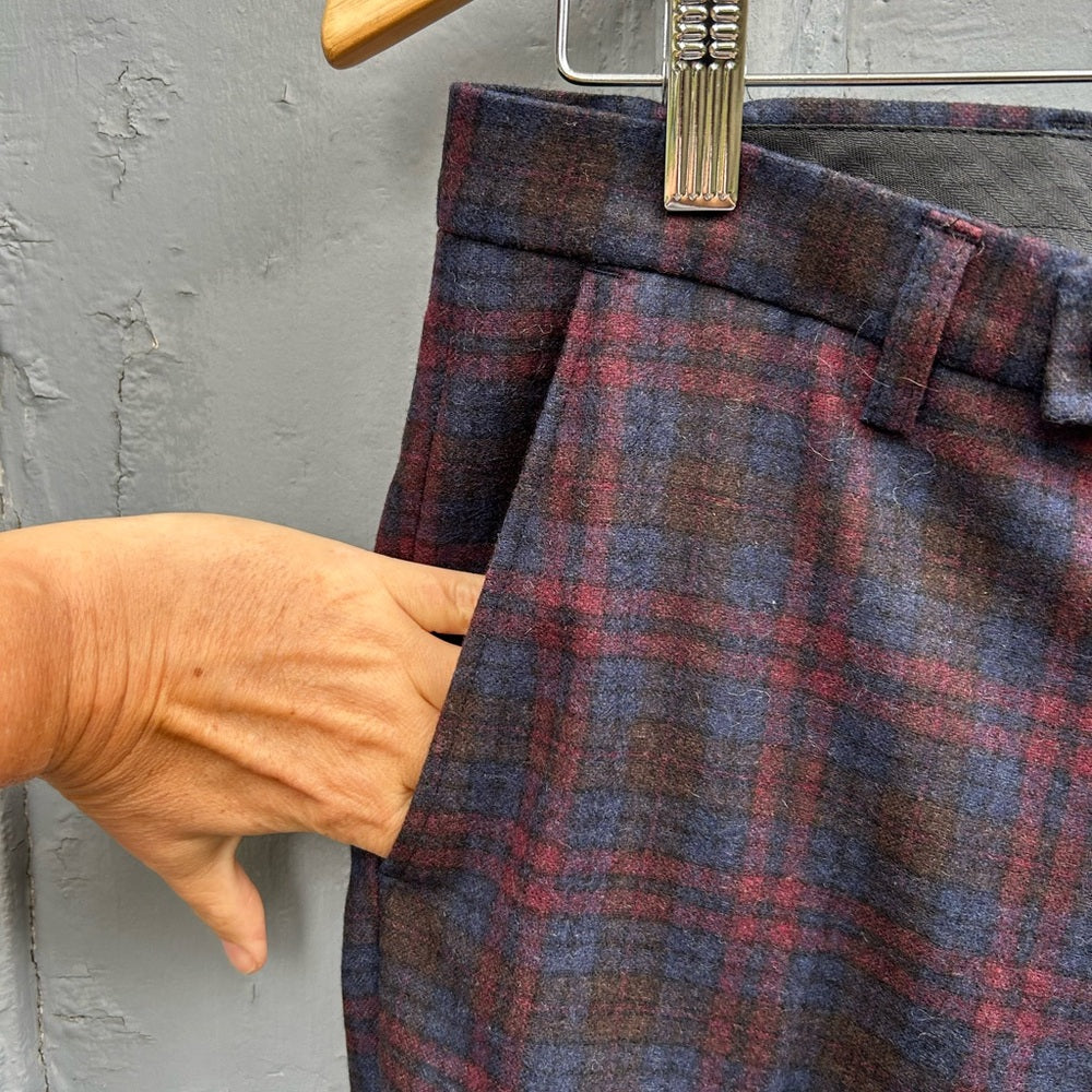 Sand Copenhagen plaid wool blend pants, size 46 (US 6/8)